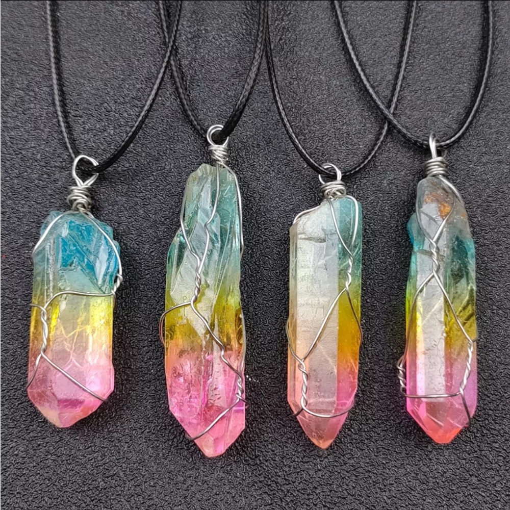 NEW Colorful Chakra Original Stone Crystal Necklace - Picture 4 of 4